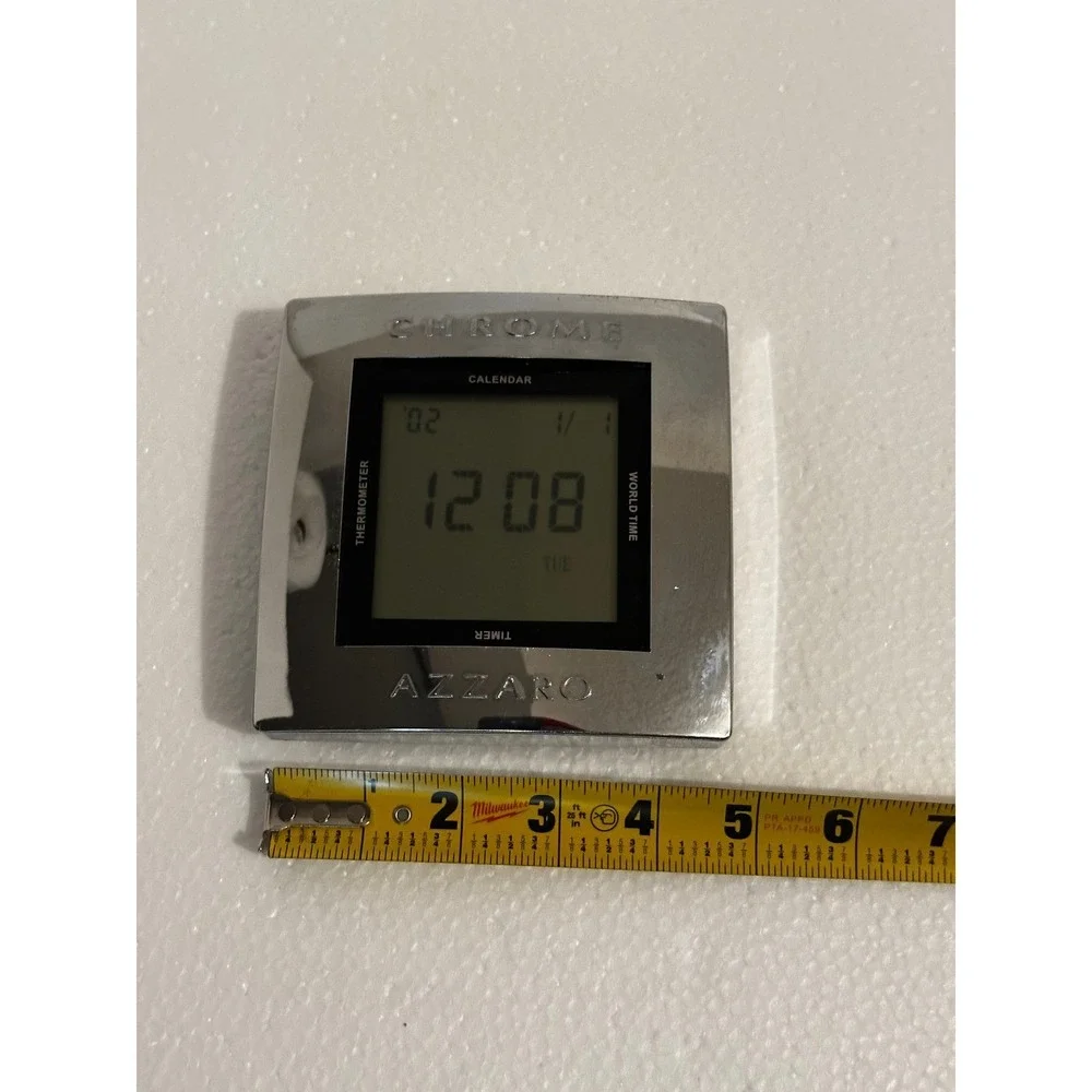 Azzaro Chrome Digital Desk Alarm Clock Vintage Retro Novelty Timepiece Part/Repa